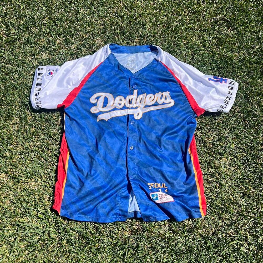 Mlb dodgers korean heritage night 2024 jersey blue mens size xl